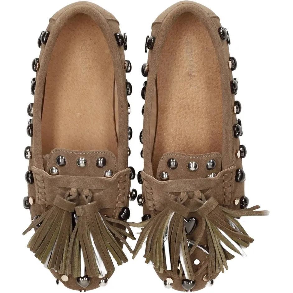 Poelman Serena suède mocassins met studs - taupe, foto 5