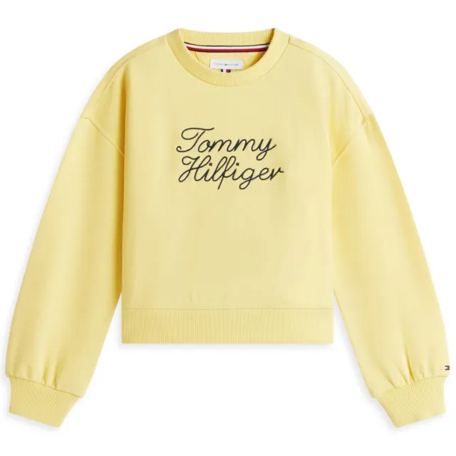 Tommy Hilfiger sweater met borduursels en tekstopdruk - geel