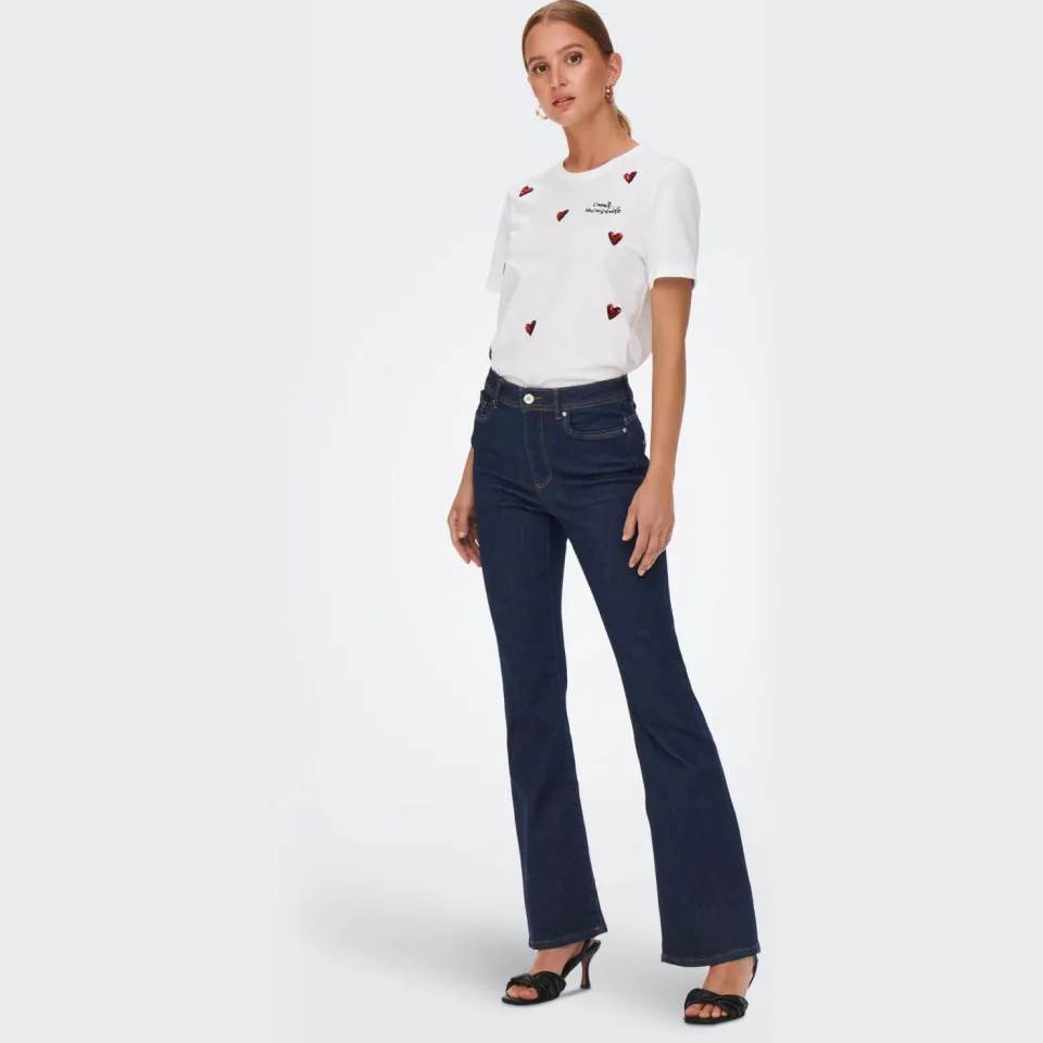 Only high waist flared jeans ONLWAUW dark blue denim, foto 3