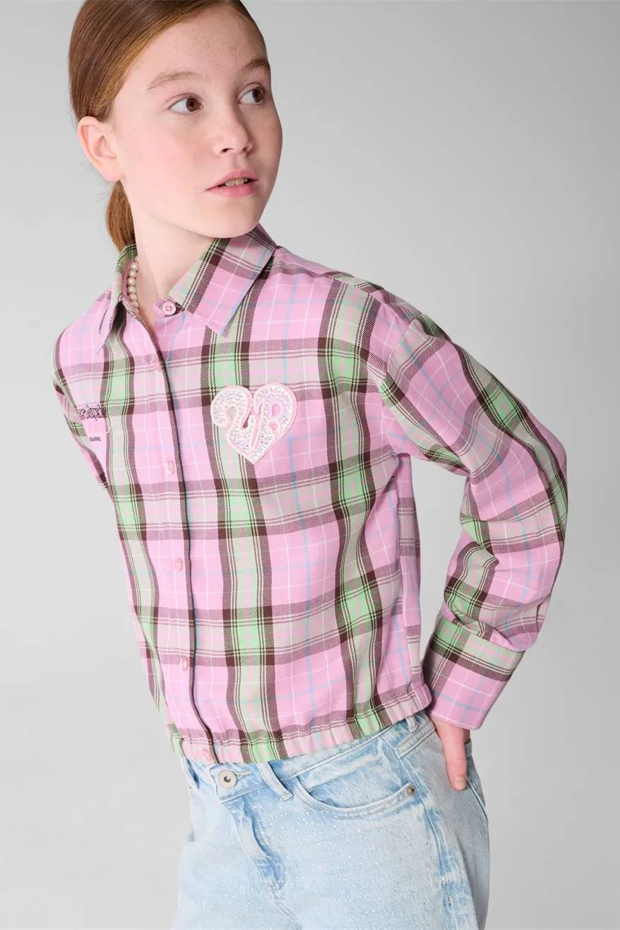 Shoeby geruite blouse lichtroze groen, foto 7