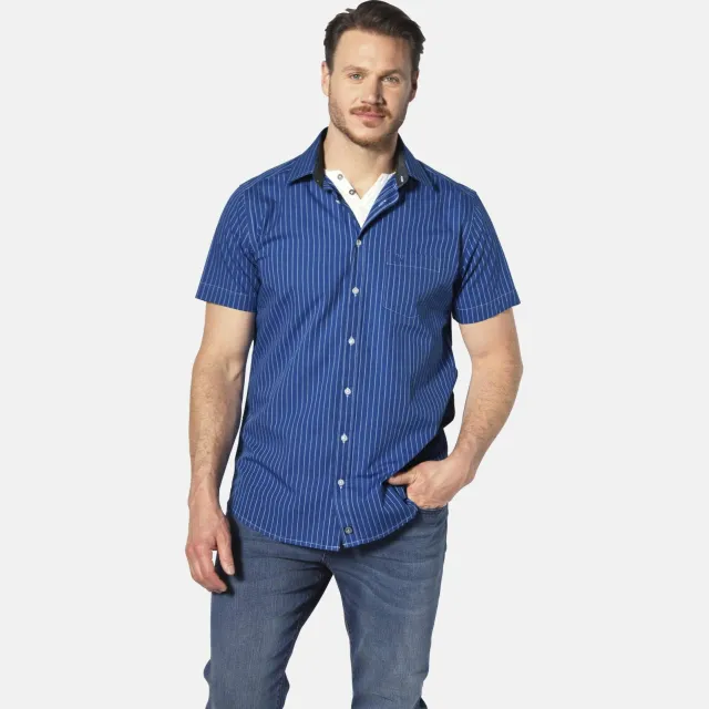 Jan Vanderstorm casual overhemd blauw