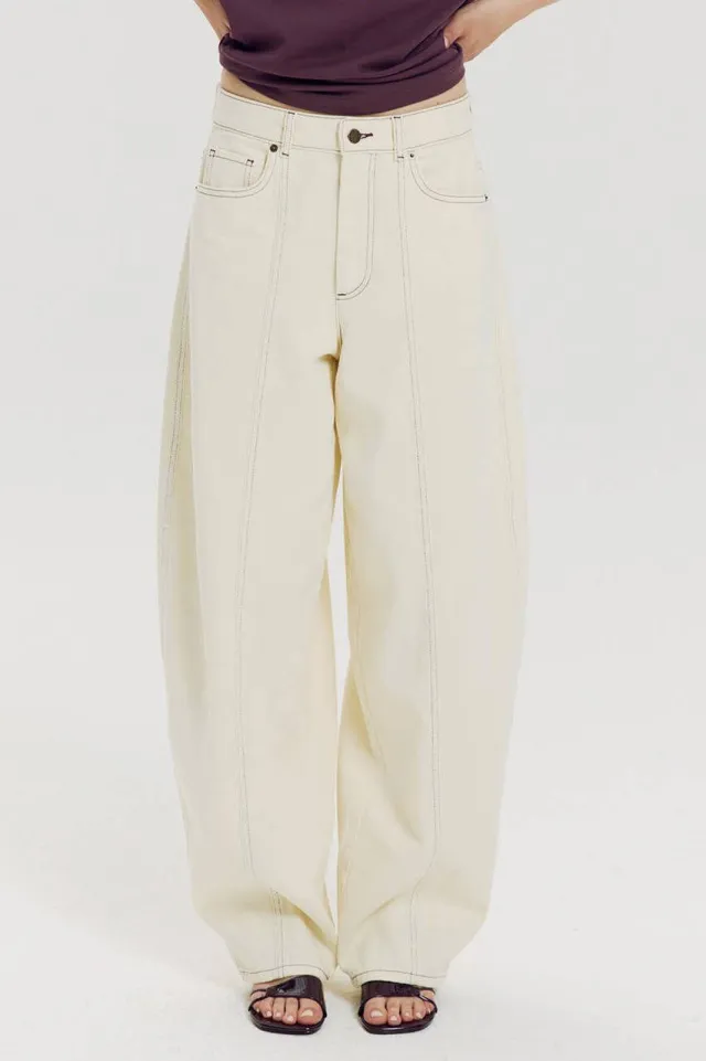 Harper & Yve barrel jeans - crème, foto 3