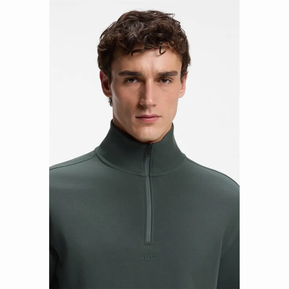 Boss Ze_Smallzip relaxed fit sweater - donkergroen, foto 4