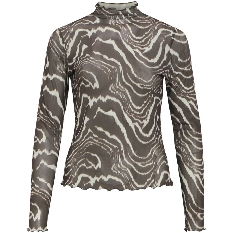 Object Objnela mesh top met print bruin, foto 2