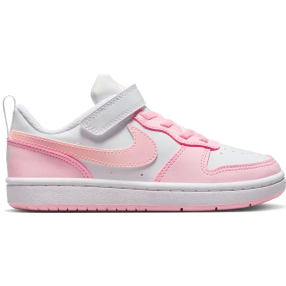Nike Court borough Low Recraft imitatieleren sneakers wit/roze, foto 2