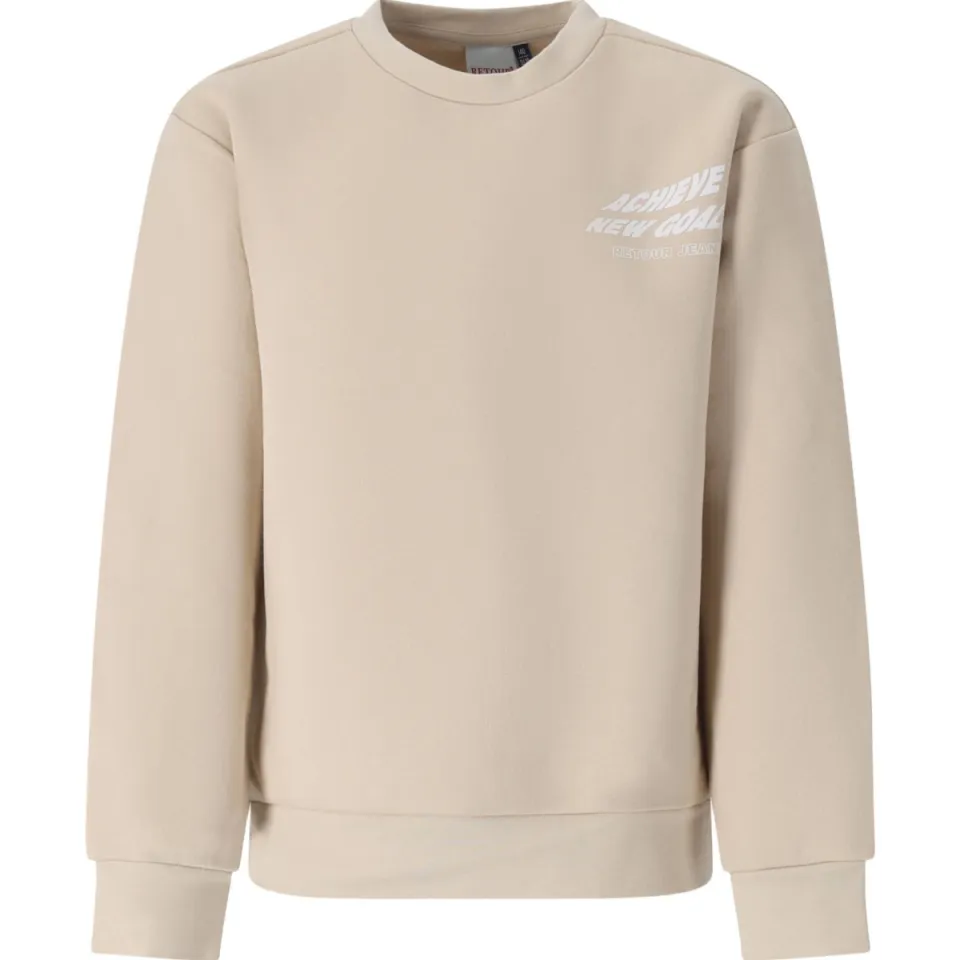 Retour Jeans rechtvallende sweater met backprint - beige Backprint