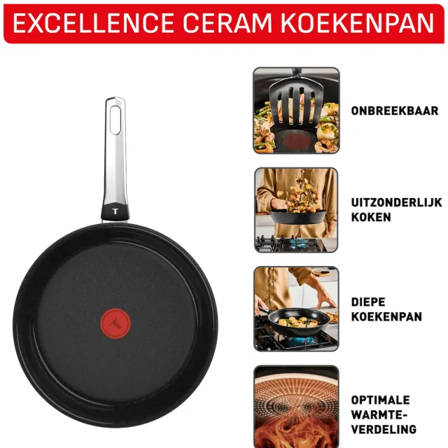 Tefal G20706 Excellence Ceramic Koekenpan 28 cm Pan Zwart