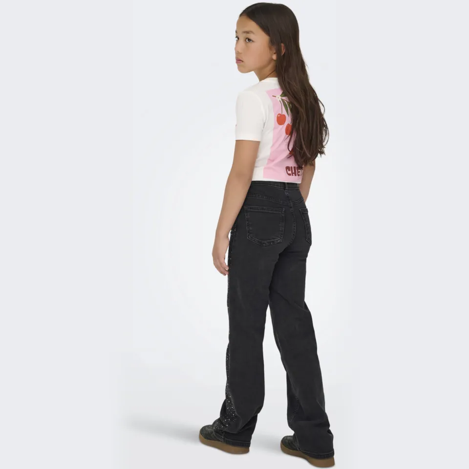 KIDS ONLY GIRL wide leg high waist wide leg jeans black denim, foto 4