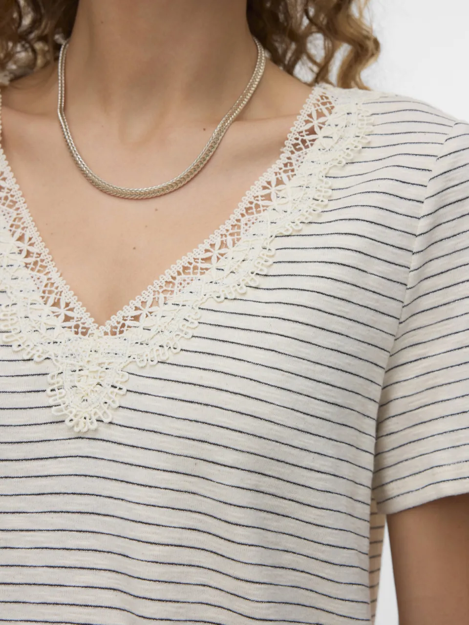 Vero Moda gestreept T-shirt met lurex ecru, foto 5