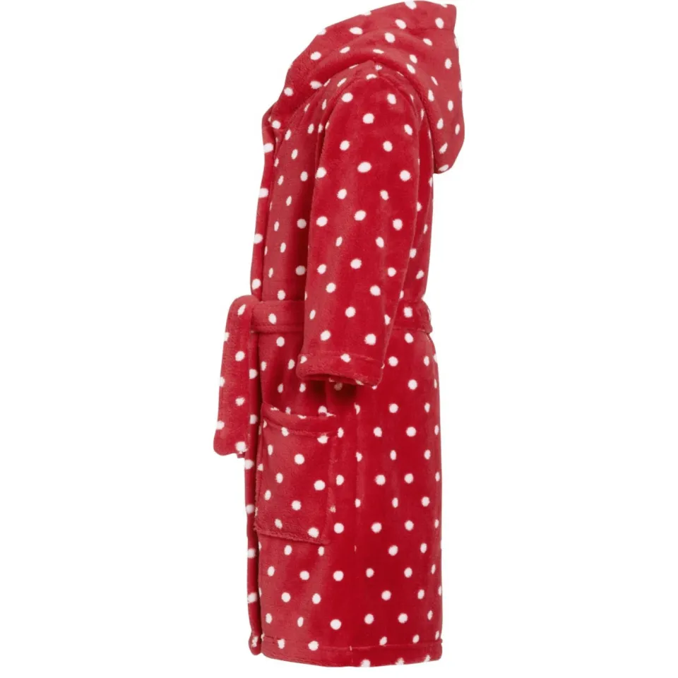 Playshoes fleece badjas Dots met stip dessin rood/wit, foto 4