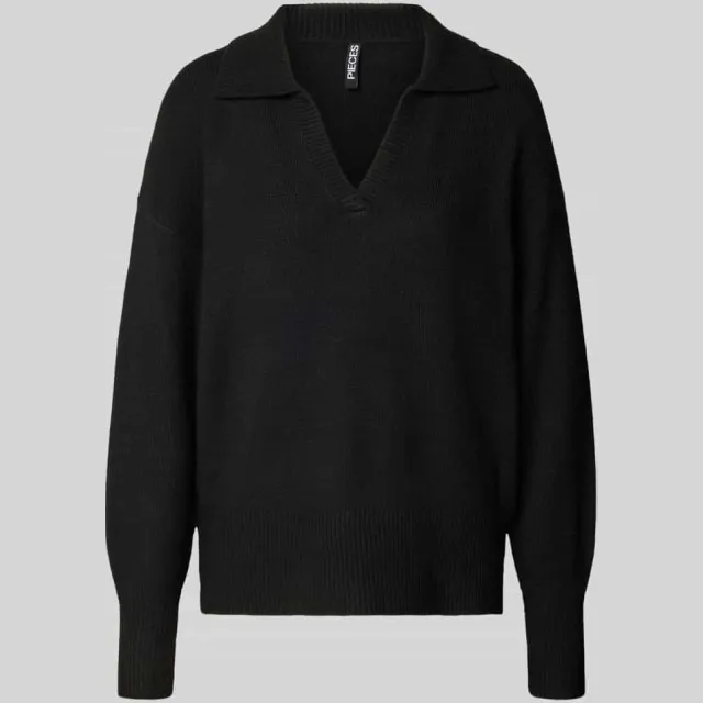 Pieces Regular fit gebreide pullover met wol model 'MALOU' BLACK