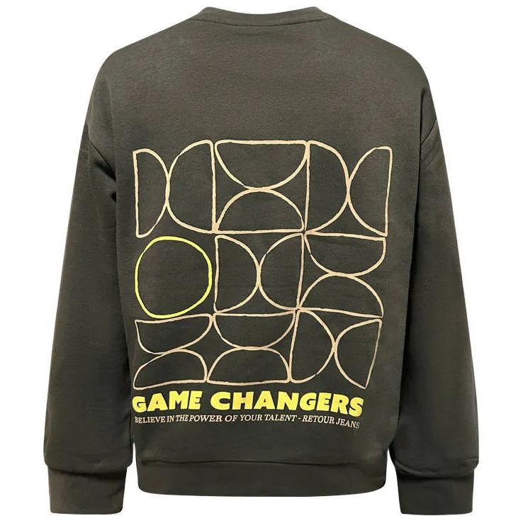 Retour Jeans sweater met backprint - donkergroen, foto 2