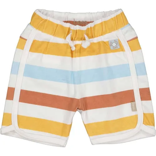 BESS regular waist gestreepte casual short oker/bruin/blauw, foto 3
