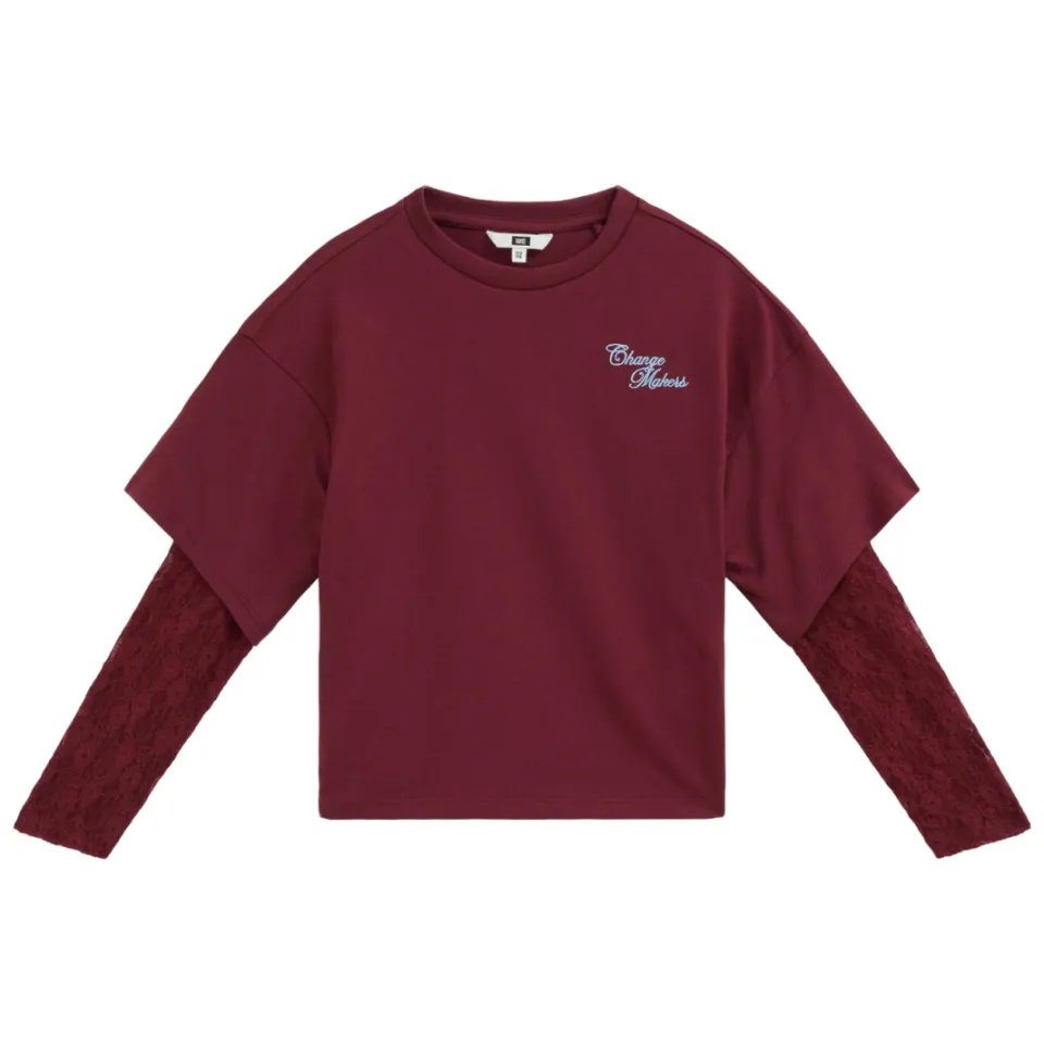 WE Fashion longsleeve met print - donkerrood, foto 2