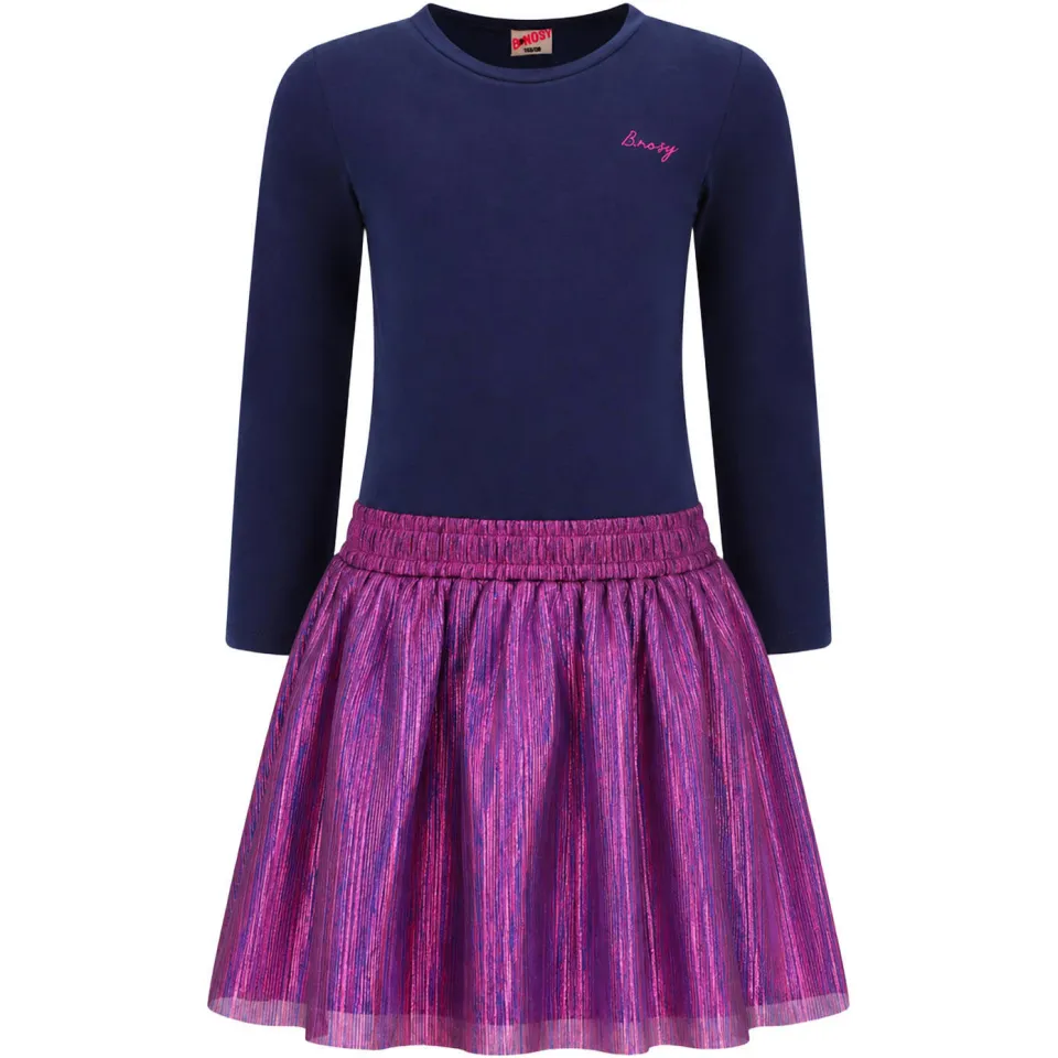B.Nosy Daisy midi jurk met backprint donkerblauw donkerblauw/paars, foto 2
