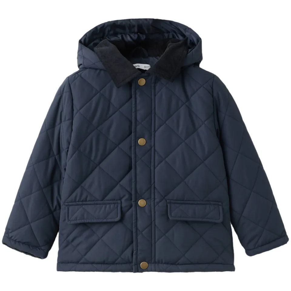 Mango quilted winterjas marineblauw, foto 2