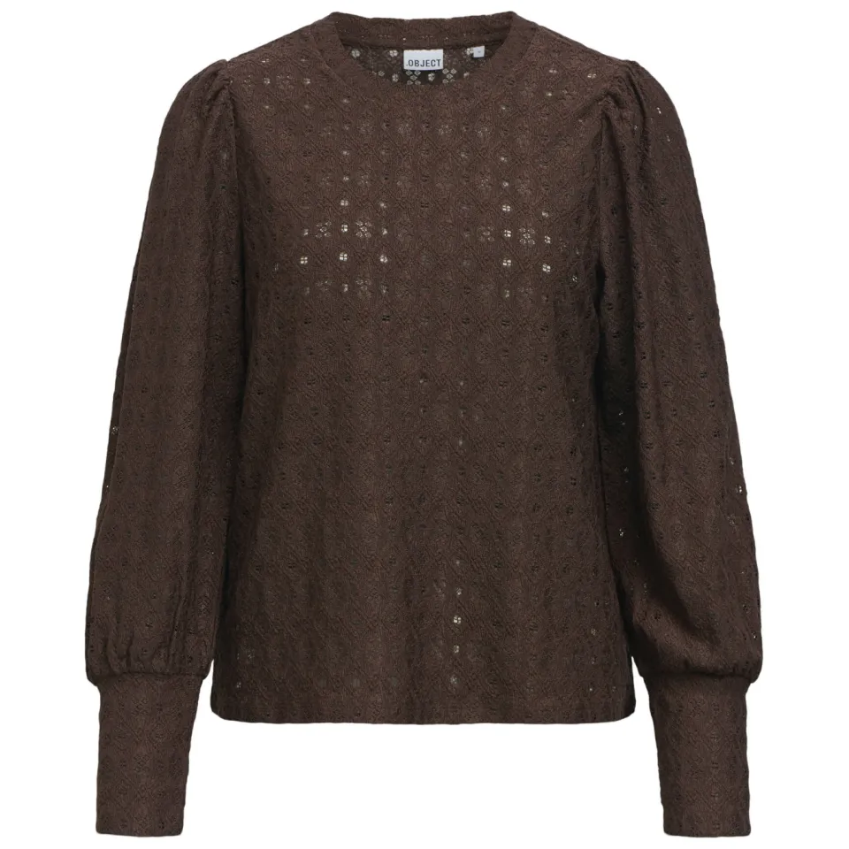 Object rechtvallende top met ajourdetails - bruin, foto 2