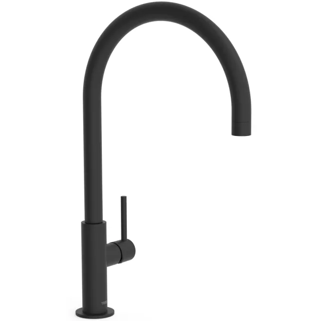 Tres Keukenmengkraan Tres Study Exclusive 1-Hendel Uitloop Gebogen 26 cm Rond Mat Zwart