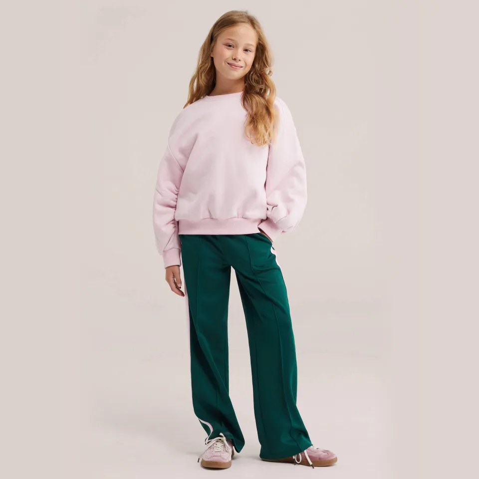 WE Fashion loose fit joggingbroek donkergroen lichtroze Donkergroen/lichtroze
