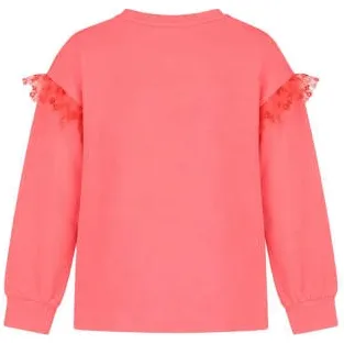 B.Nosy rechtvallende sweater met tule en print - koraalroze, foto 4