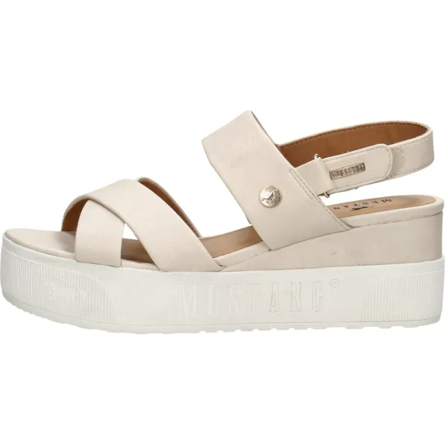 Mustang sandalen met plateauzool gebroken wit, foto 2