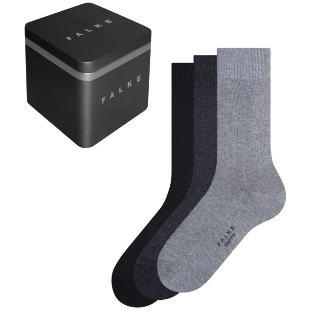 Falke Happy sokken 3-pack antraciet Grijs/zwart