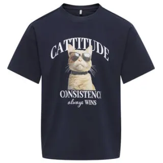 Only rechtvallend gebreid T-shirt donkerblauw