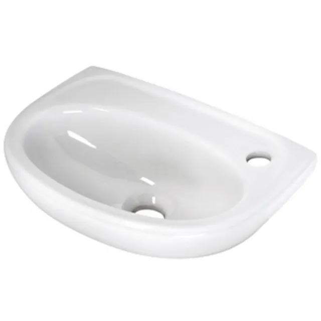 Plieger Basic Fontein Plieger Met Kraangat Rechts 36x26cm z. Overloop Wit