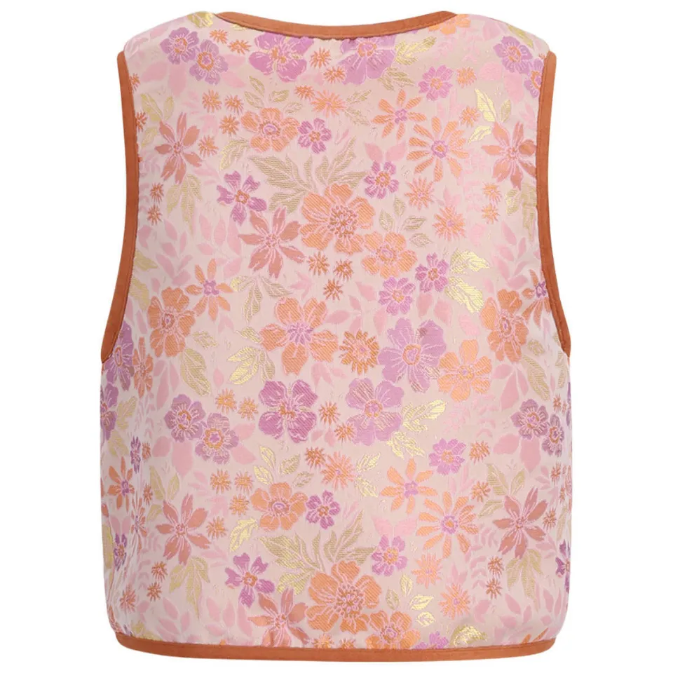 Nono rechtvallend gebloemd teddy gilet - roze, foto 3