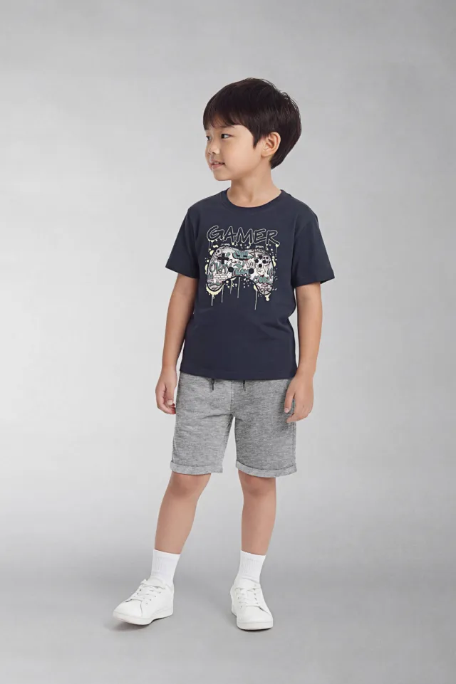 NAME IT regular sweatshort grijs melange