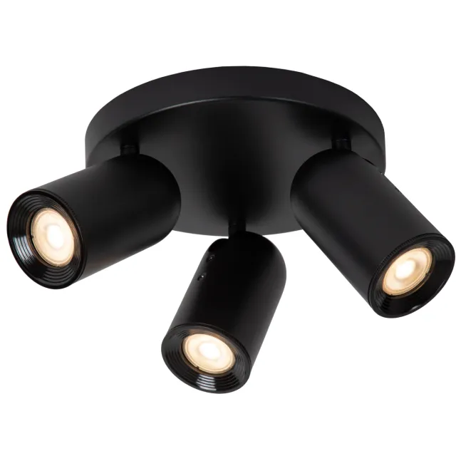 Lucide PUNCH - Plafondspot - Ø 21 cm - 3xGU10 - Zwart