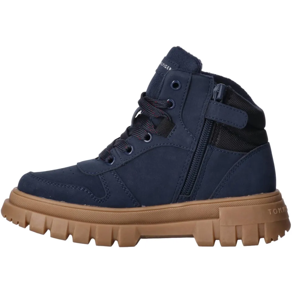 Tommy Hilfiger Schoolkind/tiener veterschoenen met profielzool - donkerblauw/zwart, foto 4