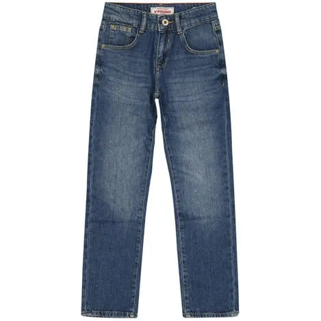 Vingino regular waist regular fit jeans medium blue denim Blauw Effen Mid Blue Stone