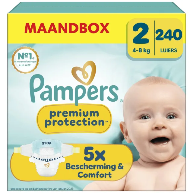 Pampers Premium Protection Maat 2 maandbox - 240 luiers - 4kg - 8kg