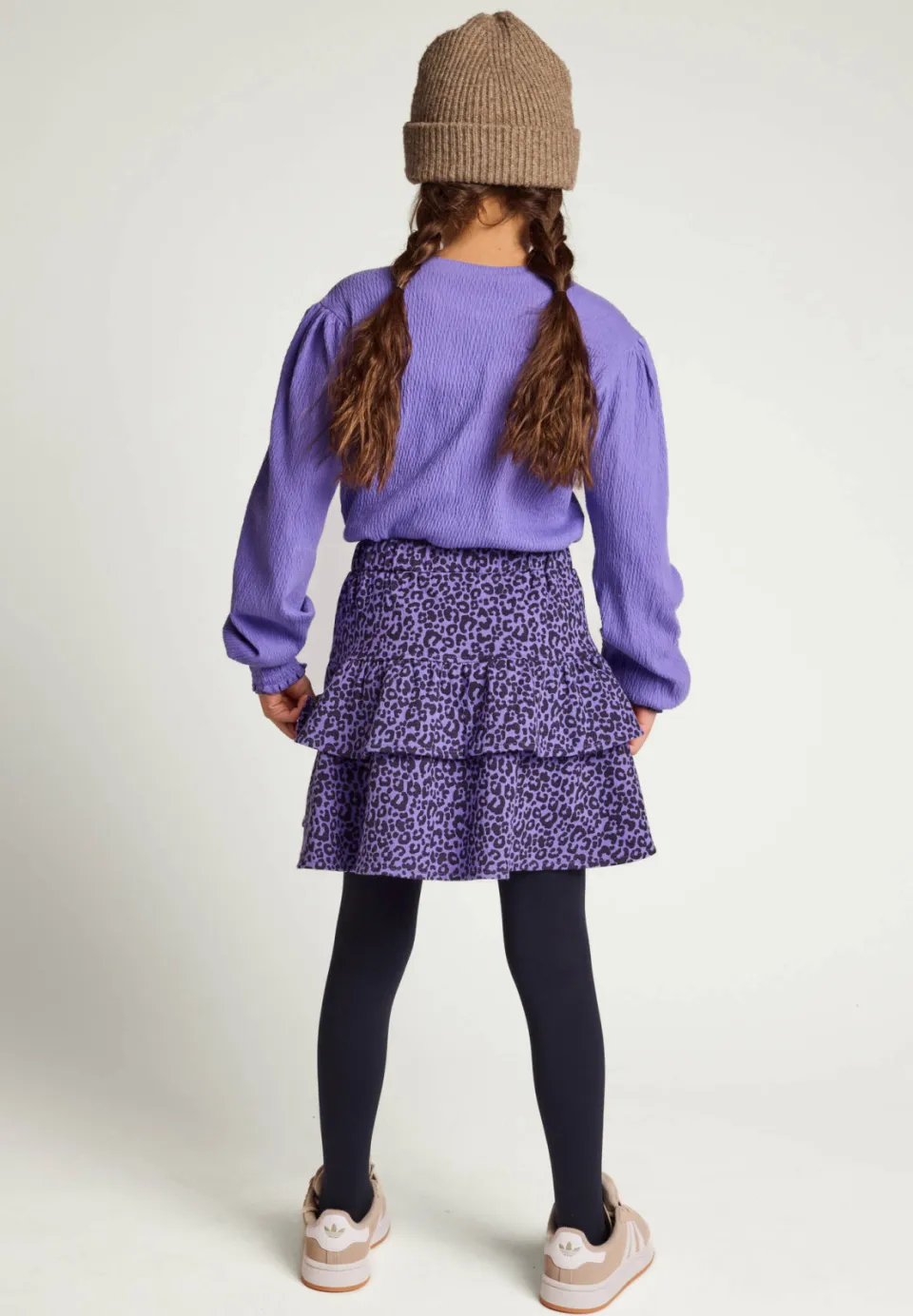 LOOXS little strokenrok met peplum en panterprint paars, foto 7