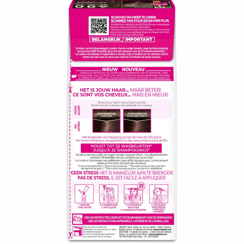 L'oréal Casting Crème Gloss haarkleurmiddel middenbruin 400, foto 4
