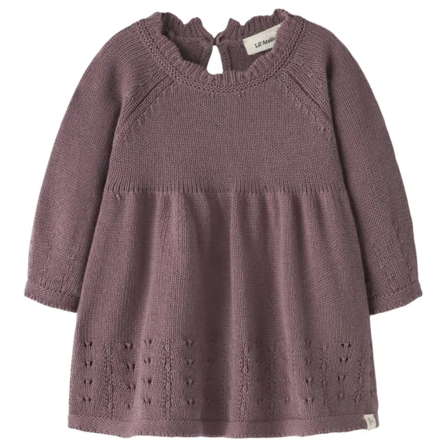 Lil' Atelier BABY gebreide jacquard jurk - oudroze