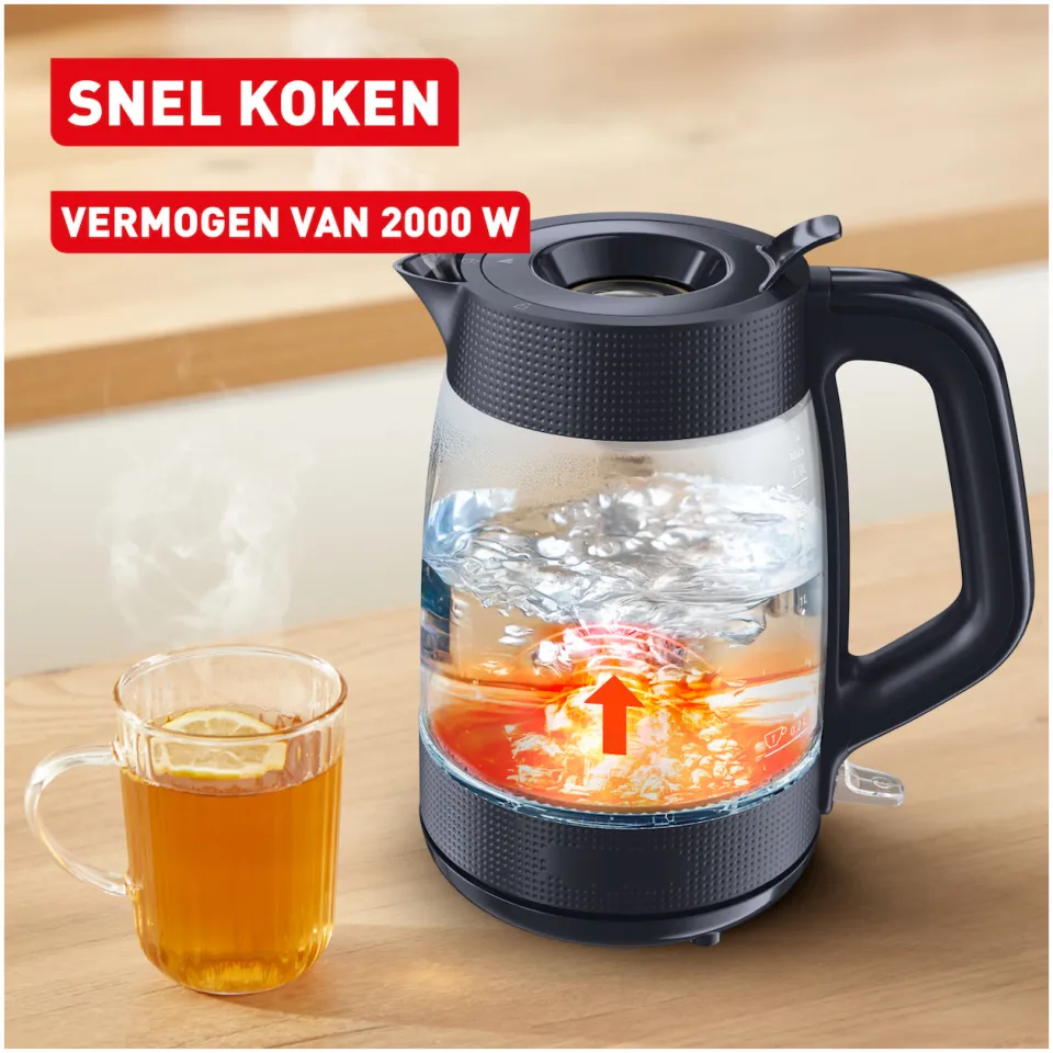Tefal Morning glass KO2G08 waterkoker zwart, foto 4