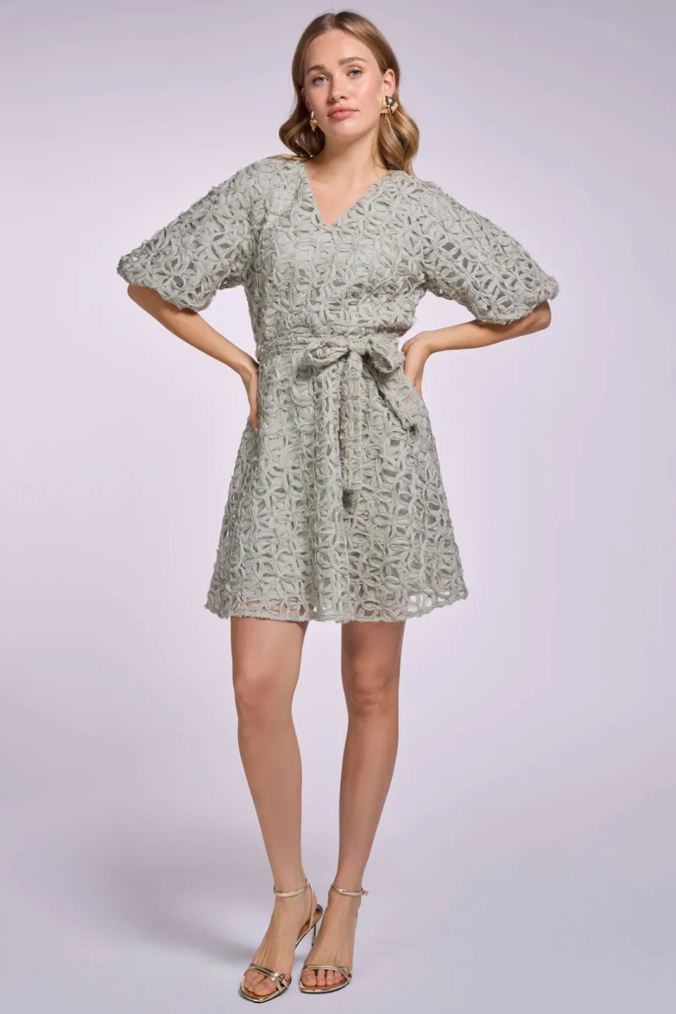 Freebird mini jurk groen, foto 4