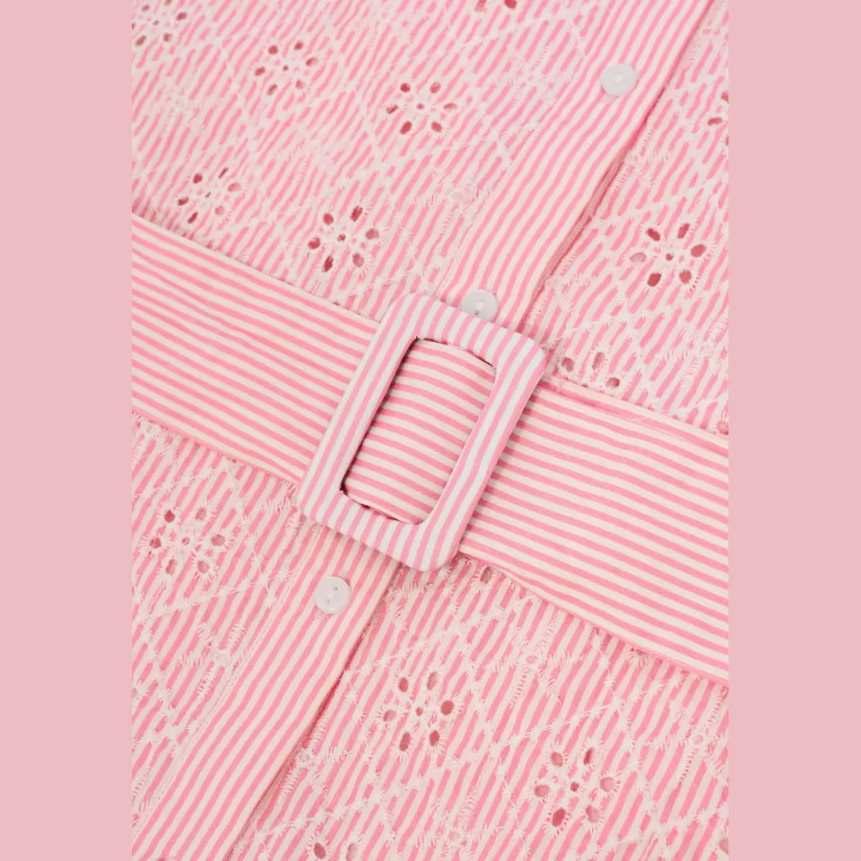 Yoek blousejurk broderie roze, foto 7
