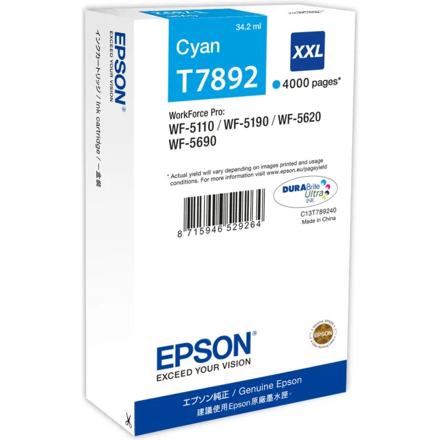 Epson T7892 XL Inktcartridge Cyaan
