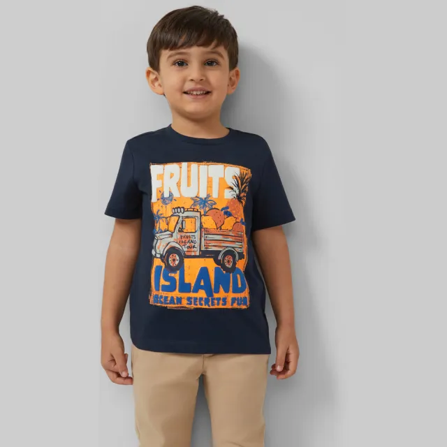 s.Oliver T-shirt met print donkerblauw