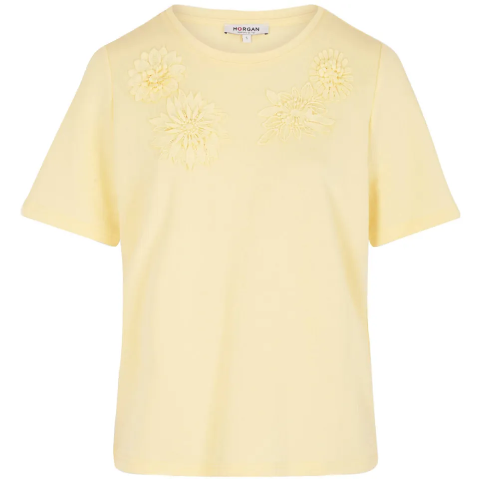 Morgan gebloemd T-shirt lichtgeel, foto 2