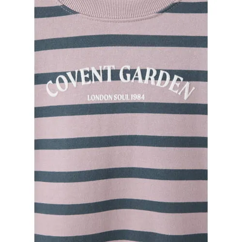 Mango Kids gestreepte sweater met tekst - lila, foto 5