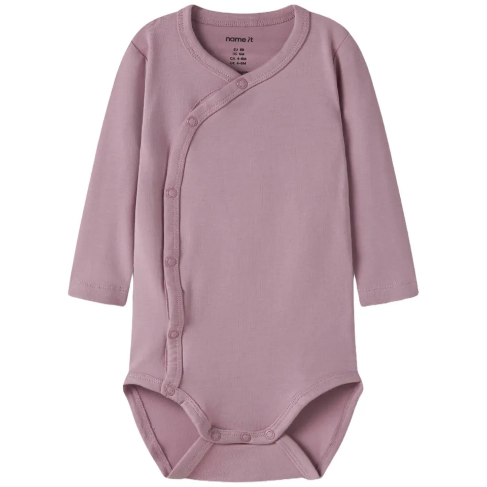 NAME IT BABY katoenen gebloemde broek en romper set - paars, foto 2