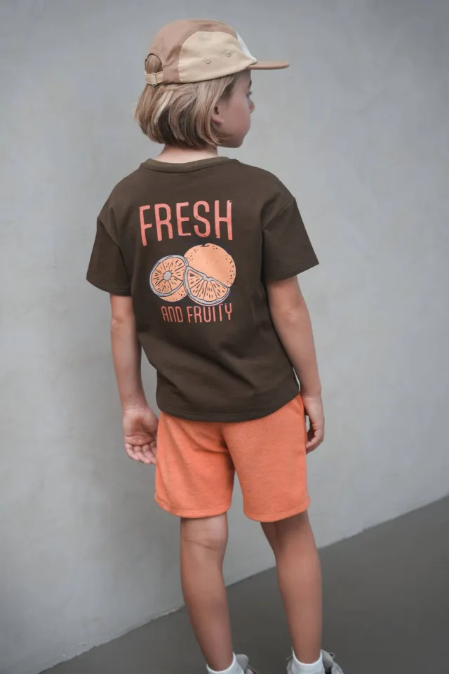 Like Flo T-shirt met backprint donkerbruin donkergroen, foto 2