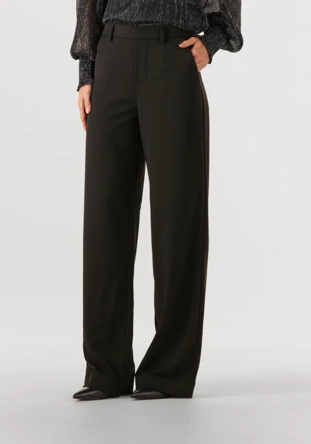 Object Dames Broeken Objlisa Wide Pant Tall - Zwart - Maat 40 TALL