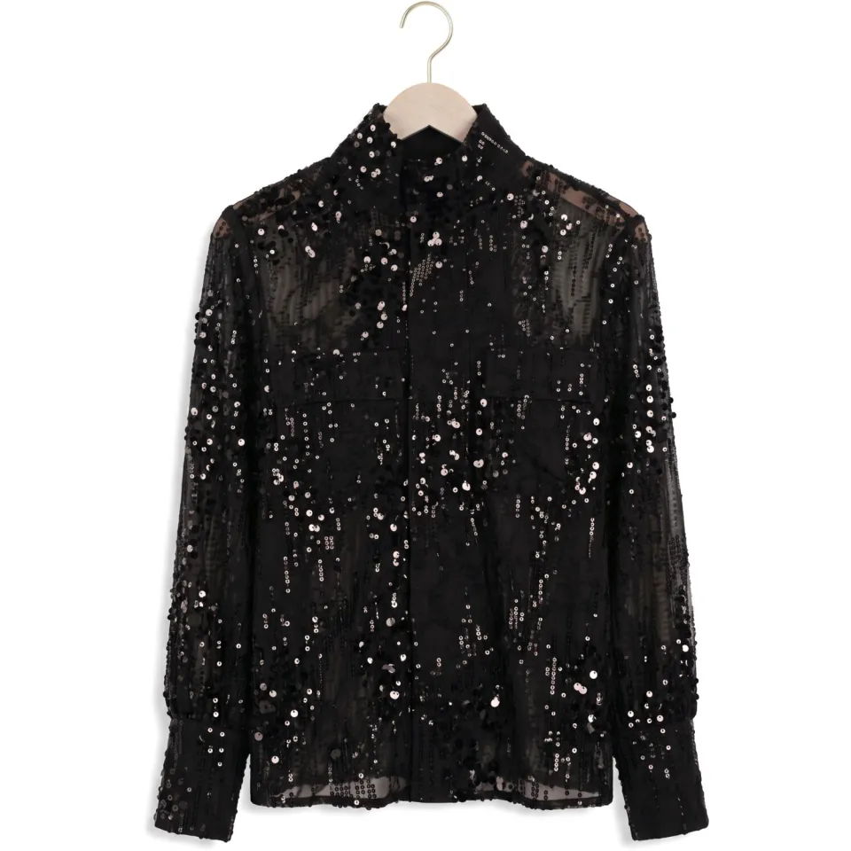 Rouge Edit Roumary blouse met pailletten zwart, foto 2