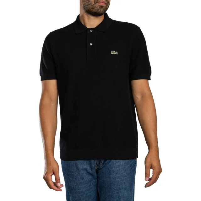 Lacoste Polo Shirt Korte Mouw Lacoste Gebreid poloshirt met logo zwart