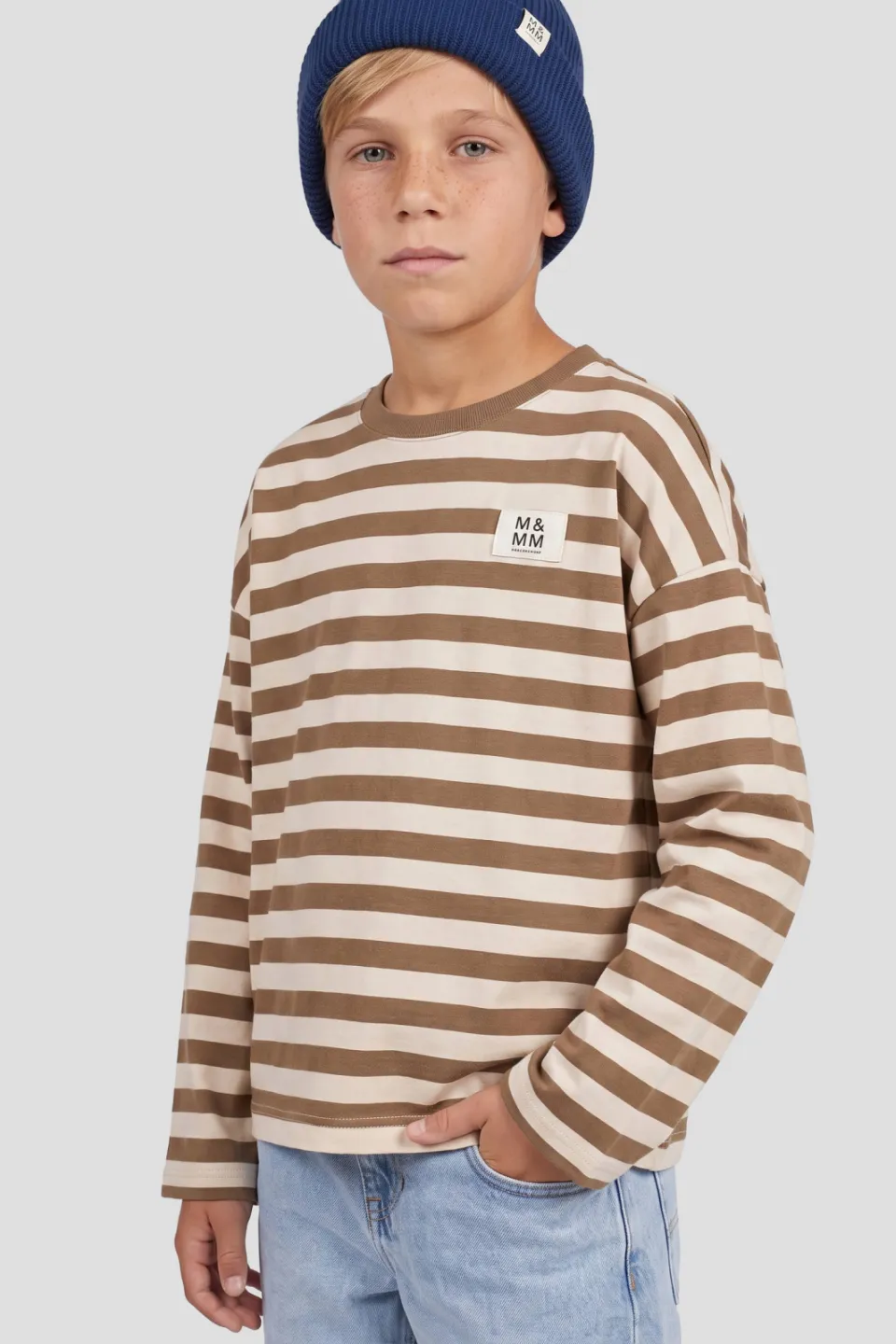 Me & My Monkey oversized gestreepte longsleeve donkerbruin donkerbruin/ecru, foto 5